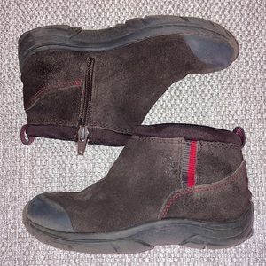 LANDS END All Weather Zip Pull On Suede Leather Toddler Boots Brown Size 11